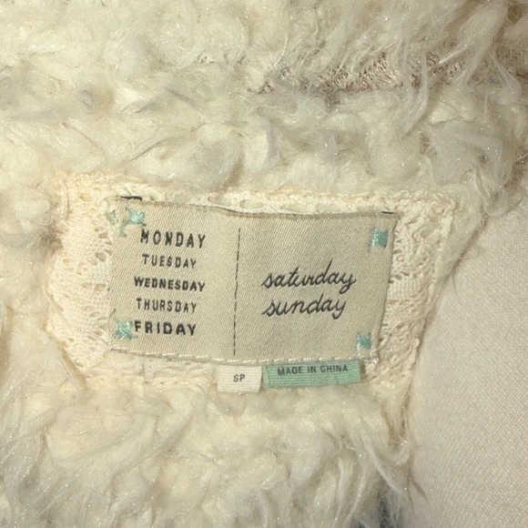 Saturday Sunday Anthropologie Fluffy Cream Vest - Picture 10 of 11